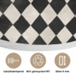 Klassiek - Patroon - Zwart Akoestische PET Vilt - Rond klein 838 -closeup_NL