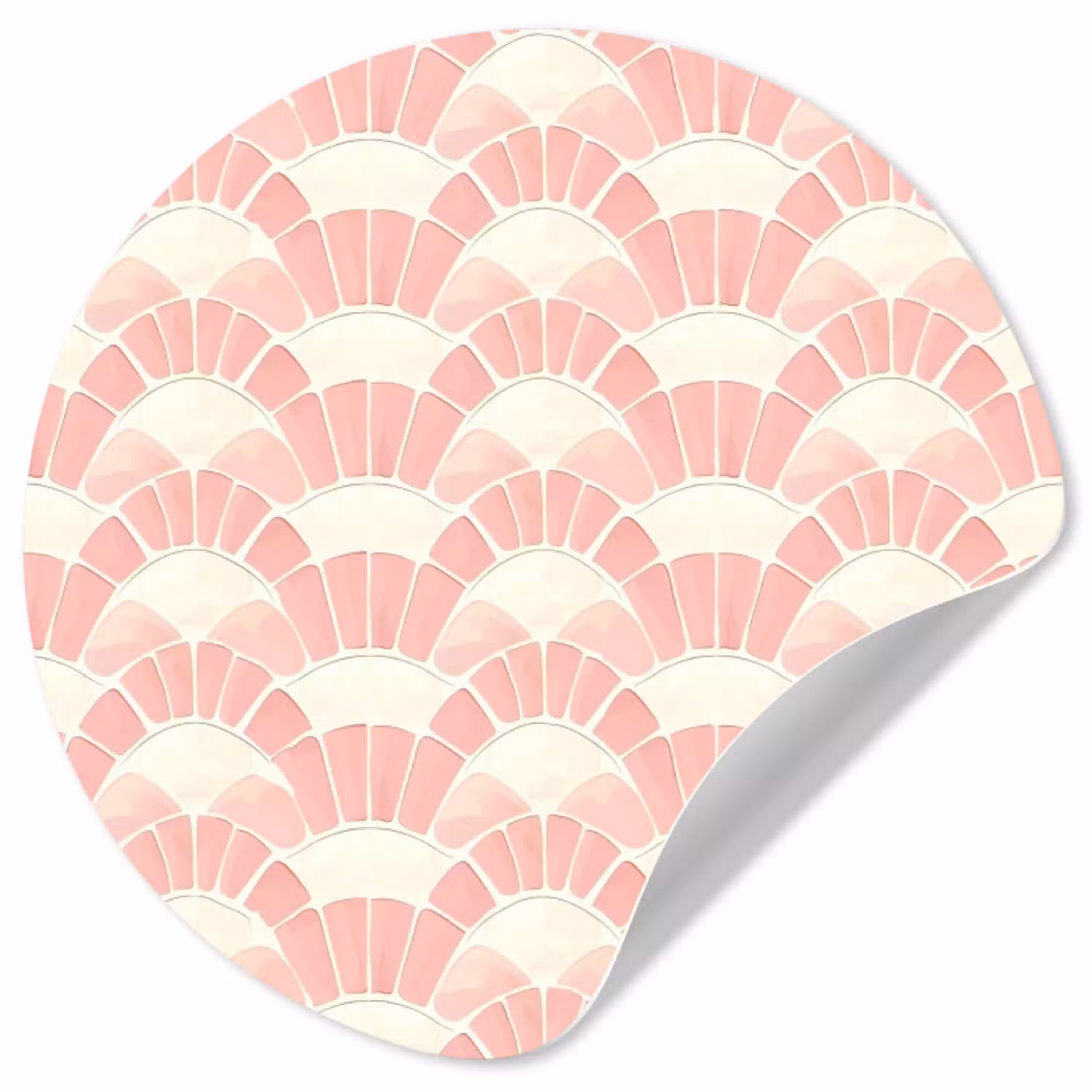 Roze - Waaiers - Mozaïek - Patroon Wandcirkel behangsticker klein 186 -3d
