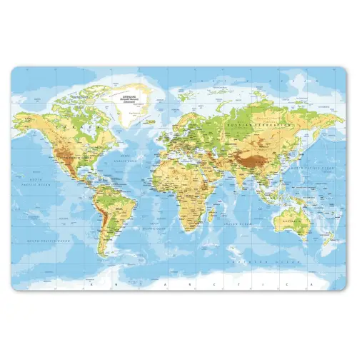 Wereldkaart - Staatkundig - Blauw - Aarde - Educatief Placemat vinyl groot -zzsfeer1_Kitchenyeah-website