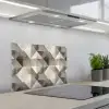 Geometrisch - Motief - Aardetinten keuken achterwand spatscherm klein 900 -3d_schuin