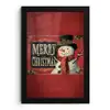 Klassiek - Kerstgroet - Sneeuwpop - Rood fotolijst zwart zonder passe partout klein -3d