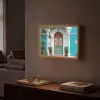 Zuilen - Sierlijke - Deur - Blauw Light Box met batterij (Wandlamp) middel -sfeer1