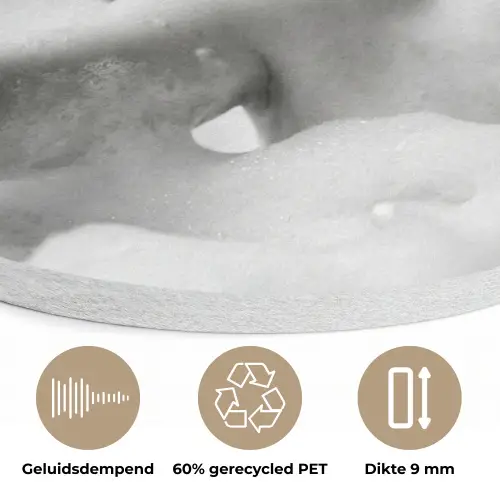 Bad - Bubbels - Zwart - Wit Akoestische PET Vilt - Rond klein -closeup_NL