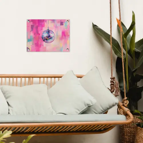 Discobal - Pink - Verf tuinposter los doek klein -sfeer7