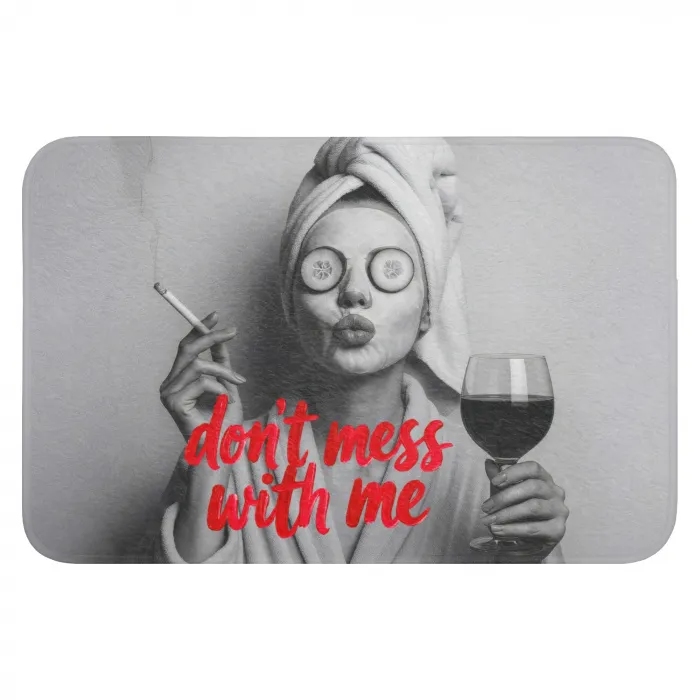 Don't mess with me - Wijn - Vrouw - Sigaret Badmat klein -3d