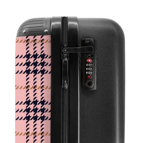 Roze geruite ruitstructuur symmetrisch NBS - Handbagage koffer - Kinderen Unisex middel -slot