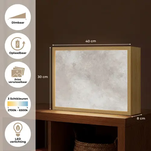 Beton - Grijs Light Box met batterij (Wandlamp) middel -USP_websiteoverzichtNL