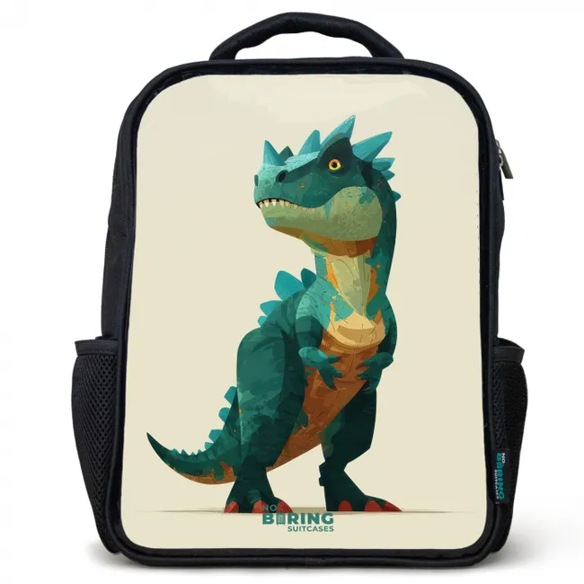 Rugzak kind - Zwart - Gehoornde dino met scherpe blik