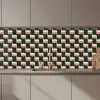Vlechtpatroon - Groen - Roze - Geometrisch keuken achterwand 2 middel 871 zz_3dshopping