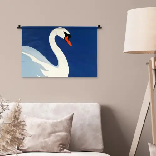 Zwaan - Wit - Snavel - Illustratie Wandkleed katoen klein -sfeer4