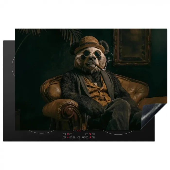 Panda - Hoed - Bril - Pak Inductie beschermer vinyl 3mm klein -3d
