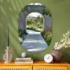 Doorkijk - Pad - Beton - Landschap Wandcirkel Ovaal Glas middel -sfeer2