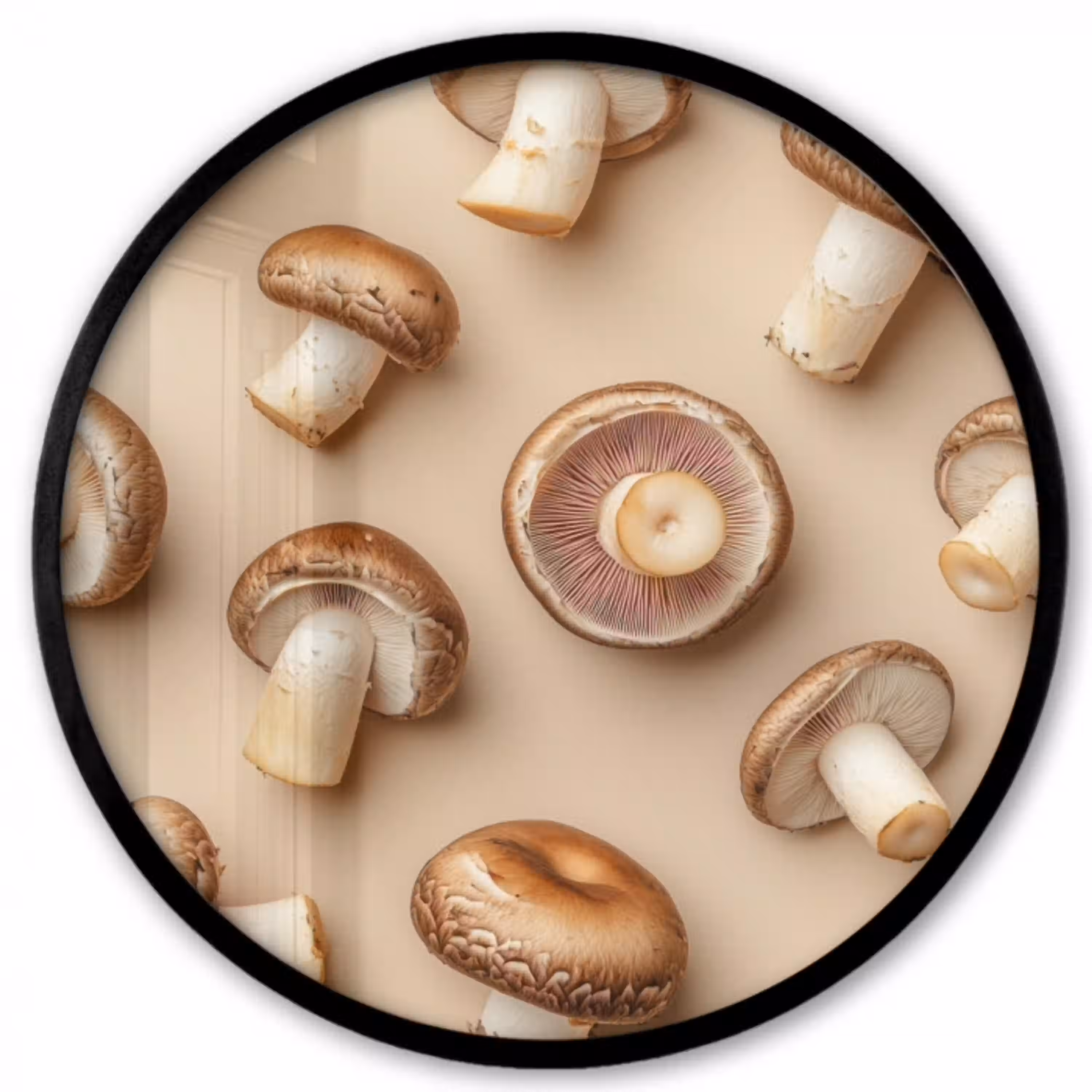 Kastanje Champignons - Beige Fotolijst rond zonder passe partout klein -3d