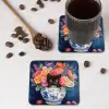 Kat - Felgekleurde bloemen - Vaas onderzetter kurk middel -sfeer2
