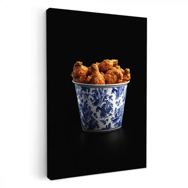Kip - Bucket - Delfts blauw - Lekker KitchenYeah - Keuken - Canvas klein -3d