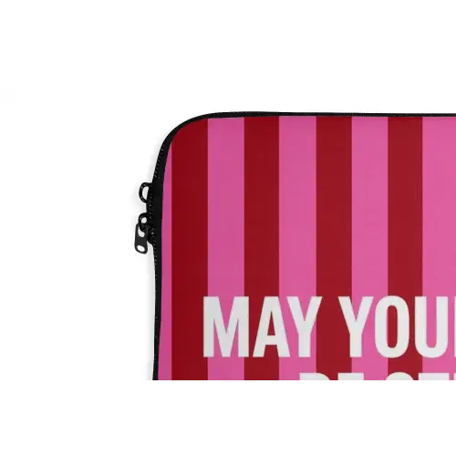 Roze - Strepen - Koffie - Maandag laptophoes neopreen klein -detail