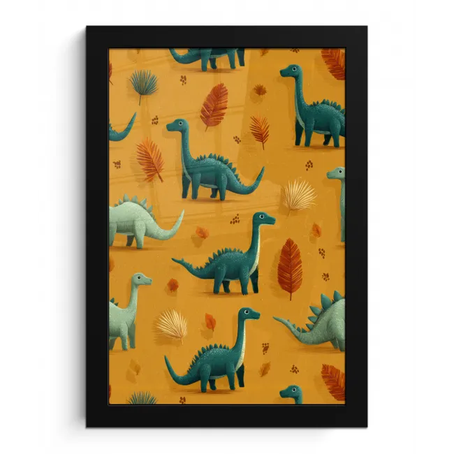Dinosaurussen - Stekels - Herfstbladeren - Bruin fotolijst zwart zonder passe partout klein -3d