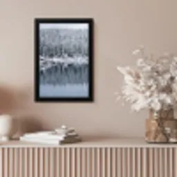 Bos - Reflectie - Meer - Winter - Serene fotolijst zwart zonder passe partout klein -sfeer5