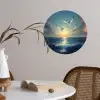 Meeuwen - Zee - Wolken -Blauw Wandcirkel behangsticker klein -sfeer3