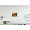 Bloemenveld - Zonnestralen - Oranje textielposter latten blank klein -kinderkamer