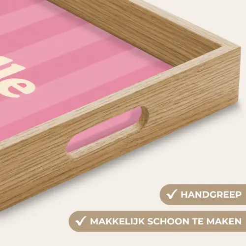 Roze - Gestreept - Belle Dienblad Rechthoek middel -USP_HandgreepNL