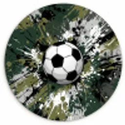 Voetbal - Verf - Spetters - Groen Wandcirkel kunststof plaat 5mm dik klein -3d