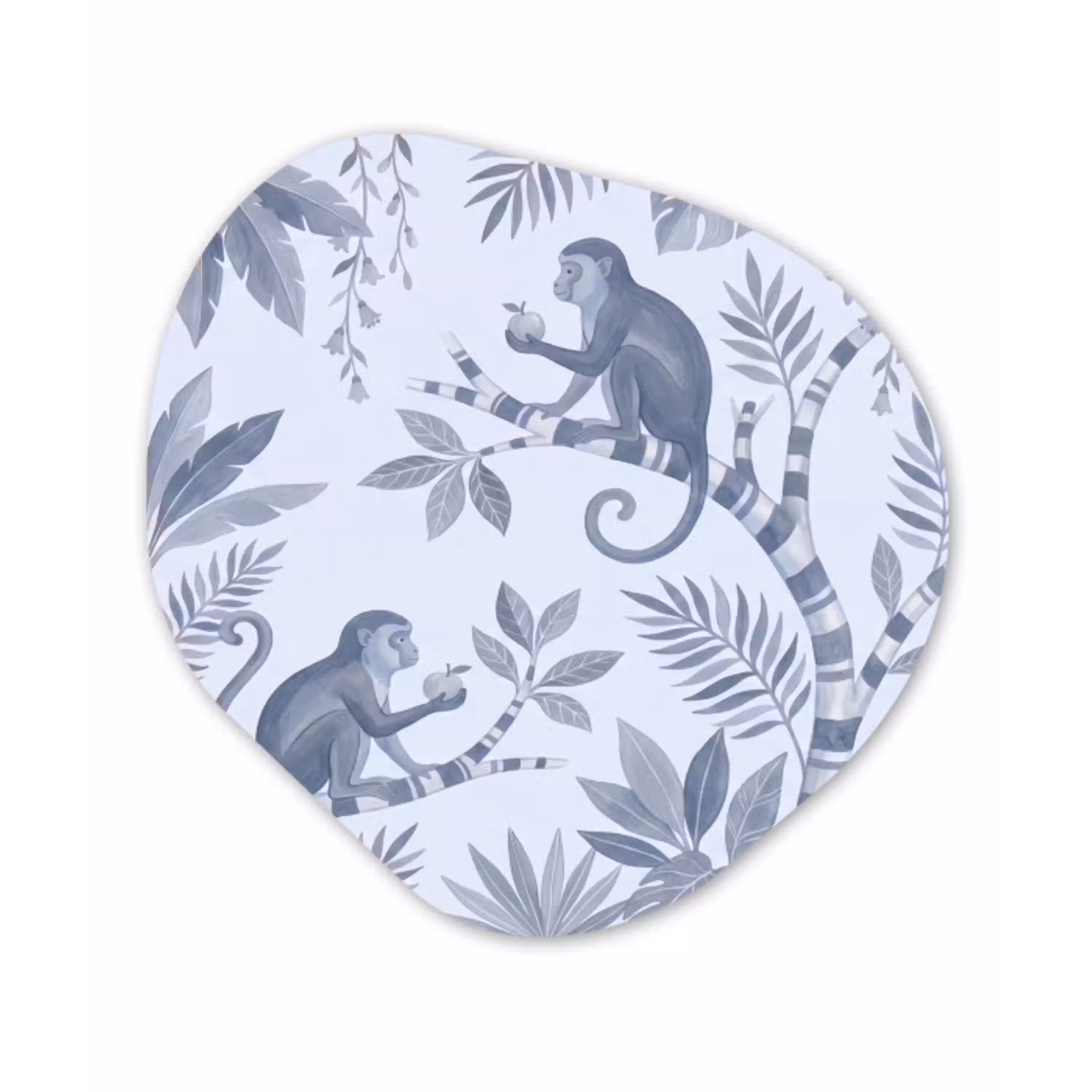 Aap - Boom - Bladeren - Jungle - Illustratie Wandcirkel Organisch Aluminium middel -3d