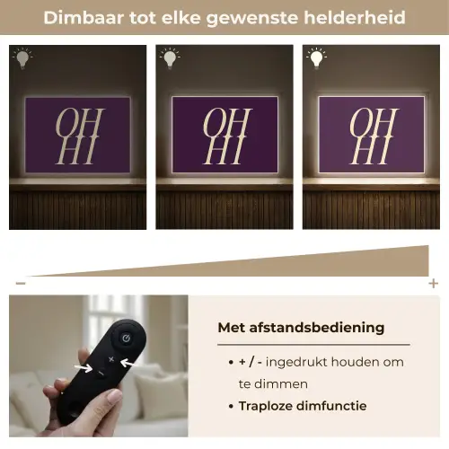 Oh hi - Paars - Minimalistisch Light Box met batterij (Wandlamp) middel -USP_dimbaarNL