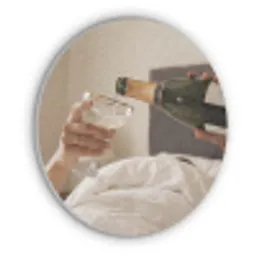 Champagne - Bed - Bubbels Akoestische PET Vilt - Rond klein -3d