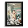 Retro - Blauw - Vrouw fotolijst zwart zonder passe partout klein -3d