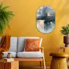 Kunst - Grijs - Goud - Abstract Wandcirkel Ovaal Forex klein -sfeer4