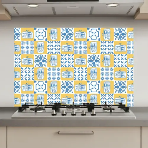 Zee - Geel - Blauw - Wit keuken achterwand spatscherm klein 900 -3d_website