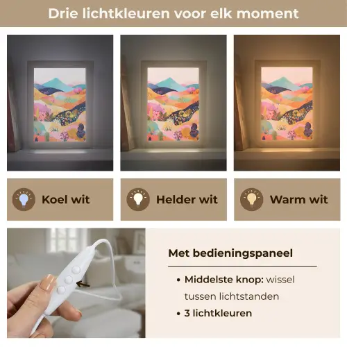 Golvende heuvels - Abstracte planten - Dromerig Light Box met kabel (Tafellamp) klein -USP_lichtkleurNL