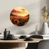 Zonnebloemen - Zonsondergang - Landschap KitchenYeah - Keuken - Wandcirkel Forex klein -sfeer2