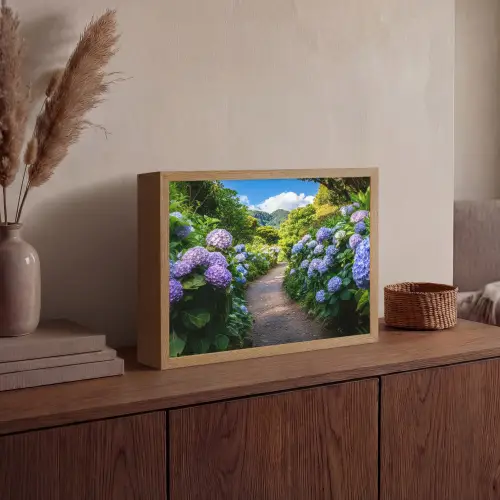 Hortsensia - Pad - Bloemen Light Box met batterij (Wandlamp) middel -sfeer2