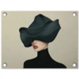 Vrouw - Groen - Hoed tuinposter los doek klein -3d