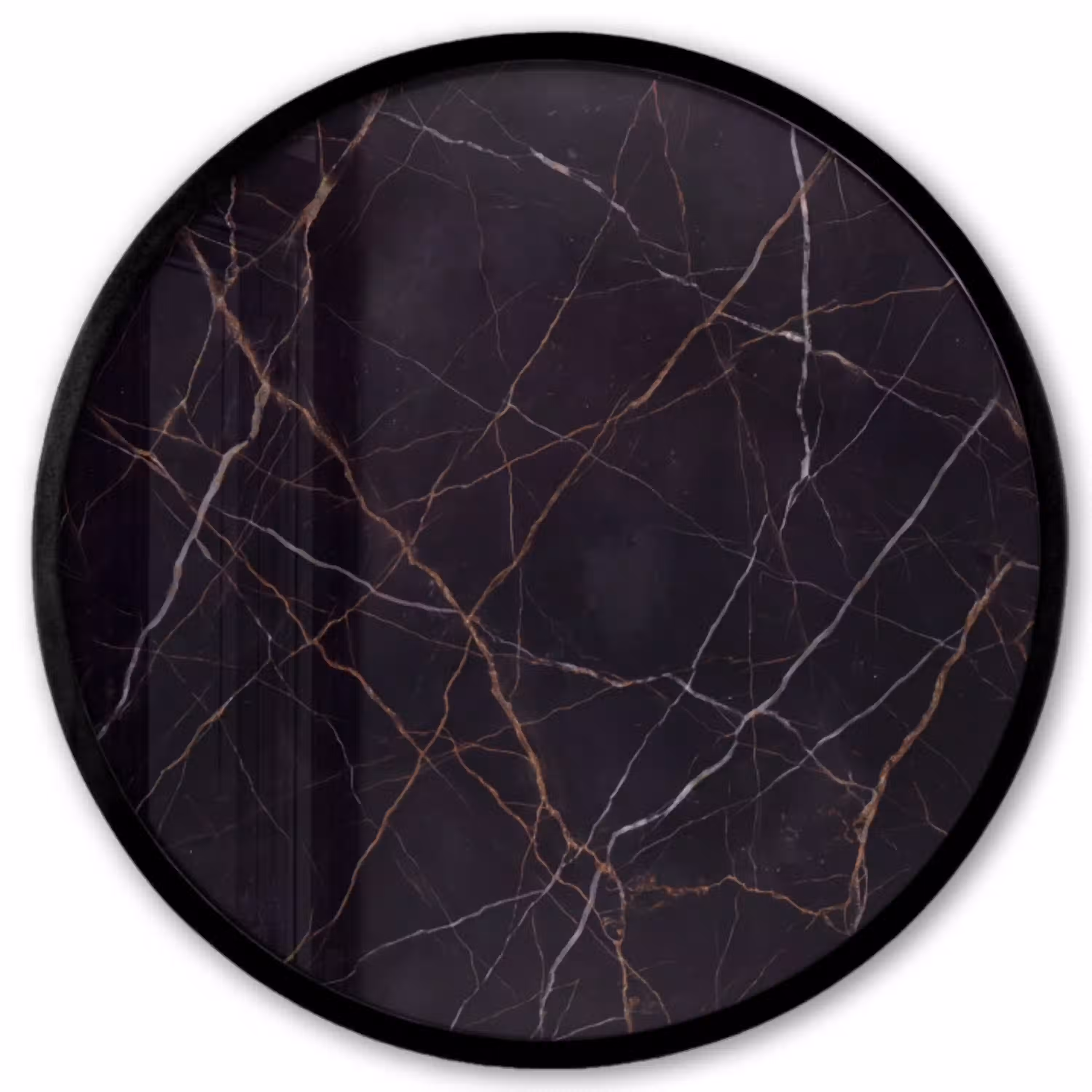 Natuursteen - Marmerpatroon - Abstract - Modern - Zwart - Goud Fotolijst rond zonder passe partout klein -3d