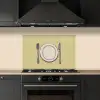 Illustratie - Bord - Bestek - Beige keuken achterwand spatscherm klein -sfeer1