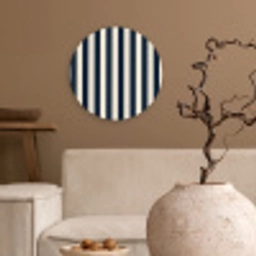 Verticale strepen - Blauw - Crème Wandcirkel kunststof plaat 5mm dik klein 188 -sfeer1
