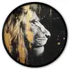 Portret - Leeuw - Abstract - Goud Fotolijst rond zonder passe partout klein -3d