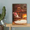 Winter - Kerst - Huis - Openhaard canvas 2cm klein -sfeer4