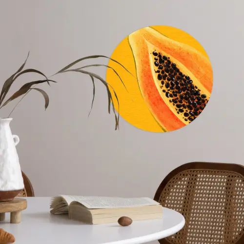 Papaja - Oranje - Topisch Wandcirkel behangsticker klein -sfeer3