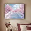 Brug - Kersenbomen - Wit Textielframe zwart klein -sfeer1