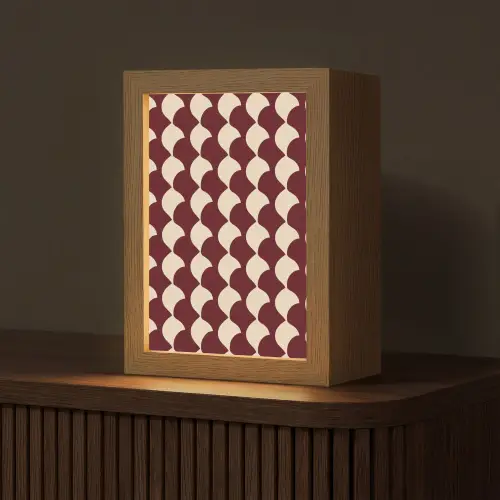 Rood - Tegelpatroon - Crème Light Box met kabel (Tafellamp) klein 925 -z3d_website
