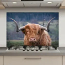 Schotse Hooglander - Koeienkop - Landschap - Natuur - Koe keuken achterwand spatscherm klein -3d_website