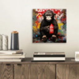Aap - Graffiti - Dieren - Kunst - Flesje - Kleuren aluminium wit klein -sfeer1