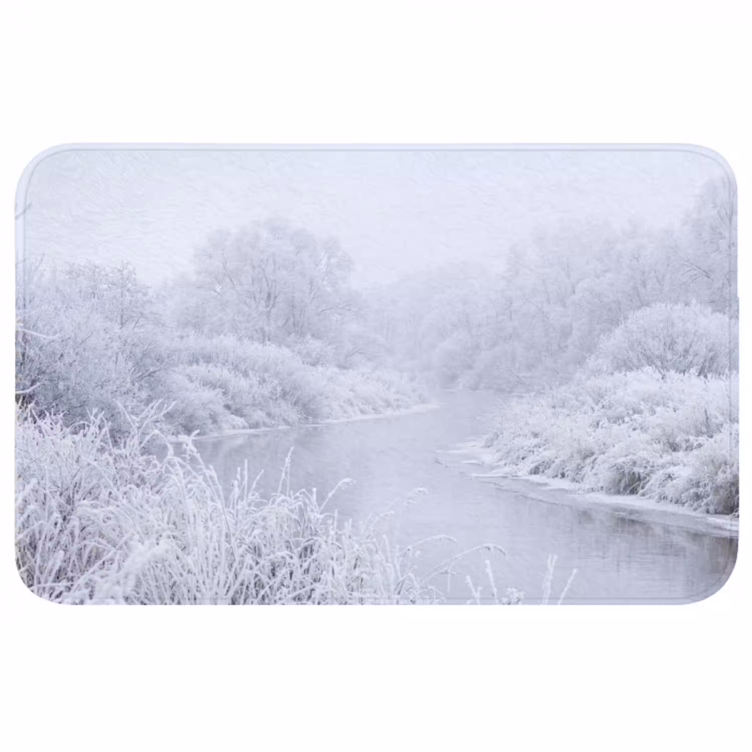 Rivier - Sneeuw - Bos - Winter - Schilderachtig Badmat middel -3d