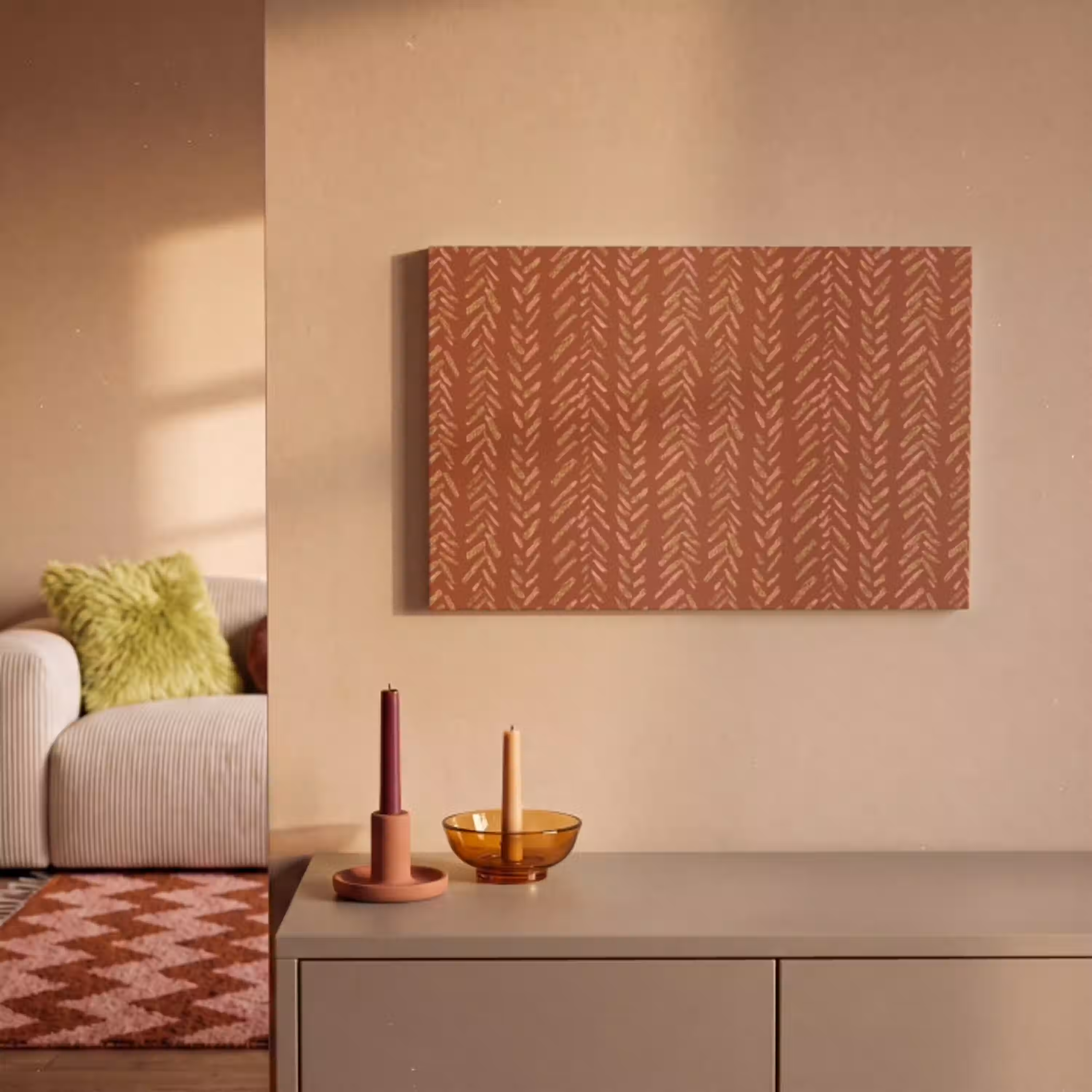 Terracotta - Visgraat - Ambachtelijk - Patroon canvas 2cm klein 34 -sfeer1