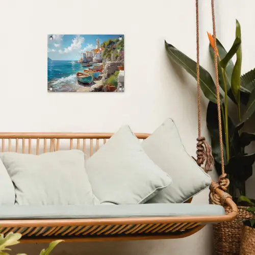 Boten - Rotsen - Zee - Zon tuinposter los doek klein -sfeer7