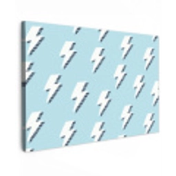 Blauw - Wit - Patroon - Bliksem Tuinposter op houten frame 2 cm dik klein 845 -3d